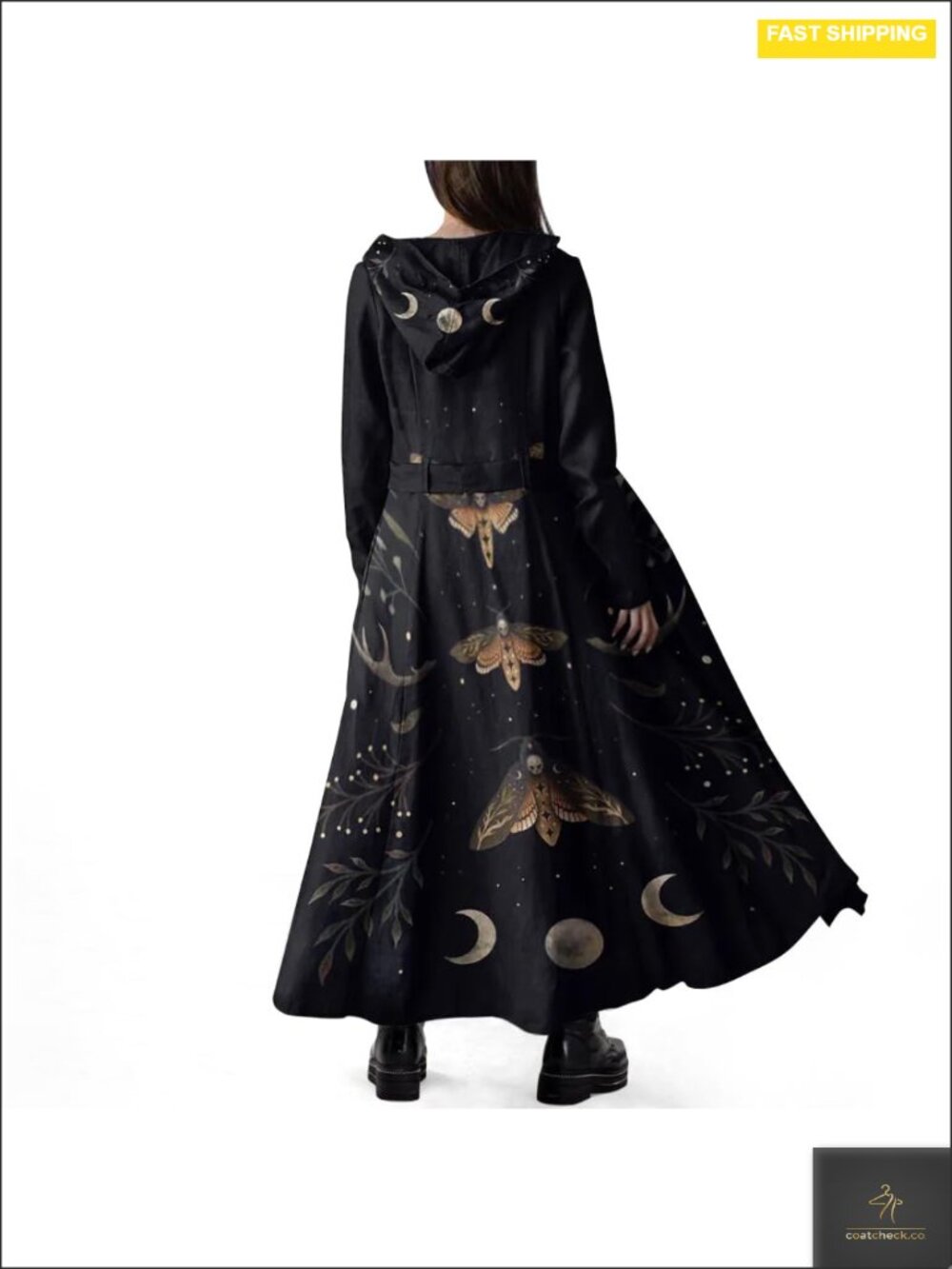Women Fleece Trench Coat Gothic Winter Open Front Belted Overcoat Casual